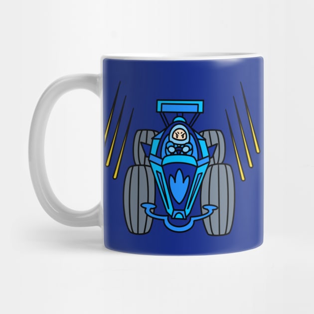 Car racing with cartoon chibi in blue color by Andrew Hau